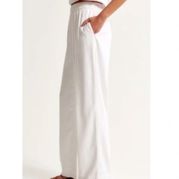 Abercrombie & Fitch Linen-Blend High Rise Pull-On Pants White Size Medium - Picture 3 of 9
